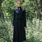 VALENTINA NAVY PINSTRIPE ASYMMETRIC WOOL SKIRT