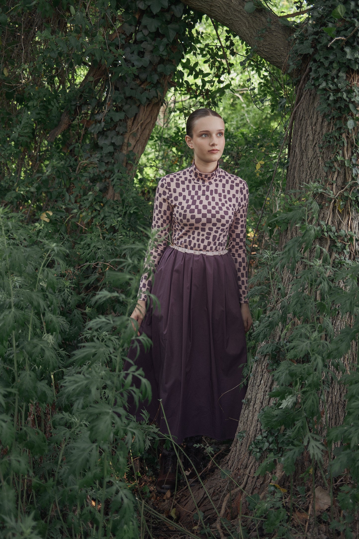 VALENTINA PURPLE GATHERED TOGGLE MAXI SKIRT