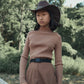 VALENTINA CAMEL RIBBED KNIT LOGO TURTLENECK