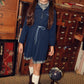 BACE COLLECTION NAVY CHECKED HALF ZIP PLEAT DRESS