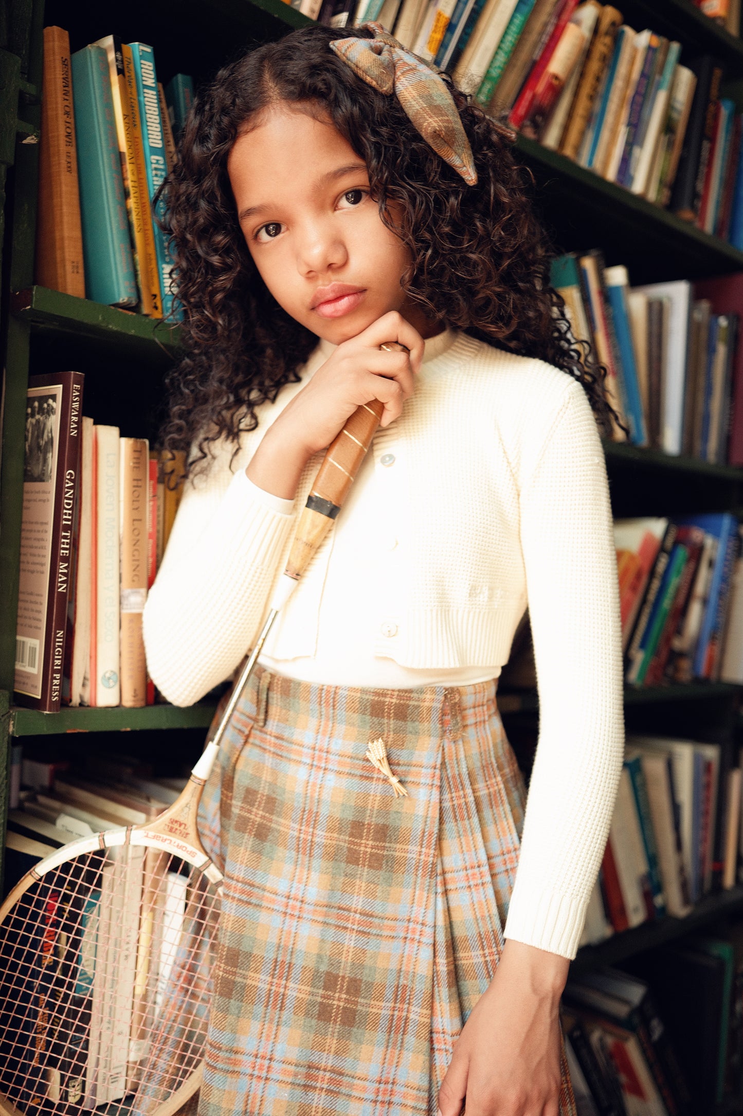 BACE COLLECTION CAMEL PLAID PLEAT SKIRT