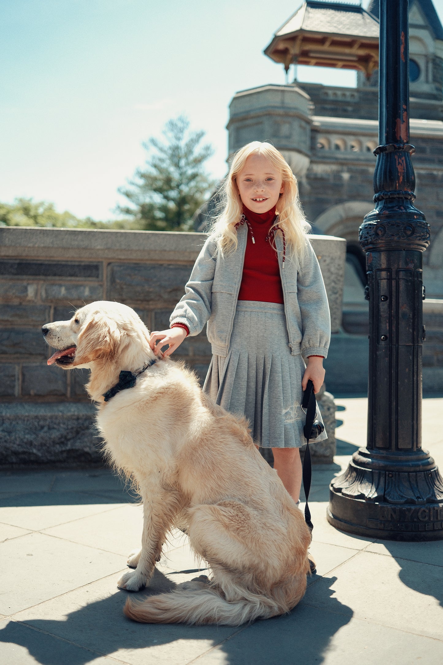 COTTIER HEATHER GREY DROP WAIST PLEAT SKIRT
