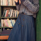 BACE COLLECTION BLUE DENIM PLEAT BUTTON MAXI SKIRT