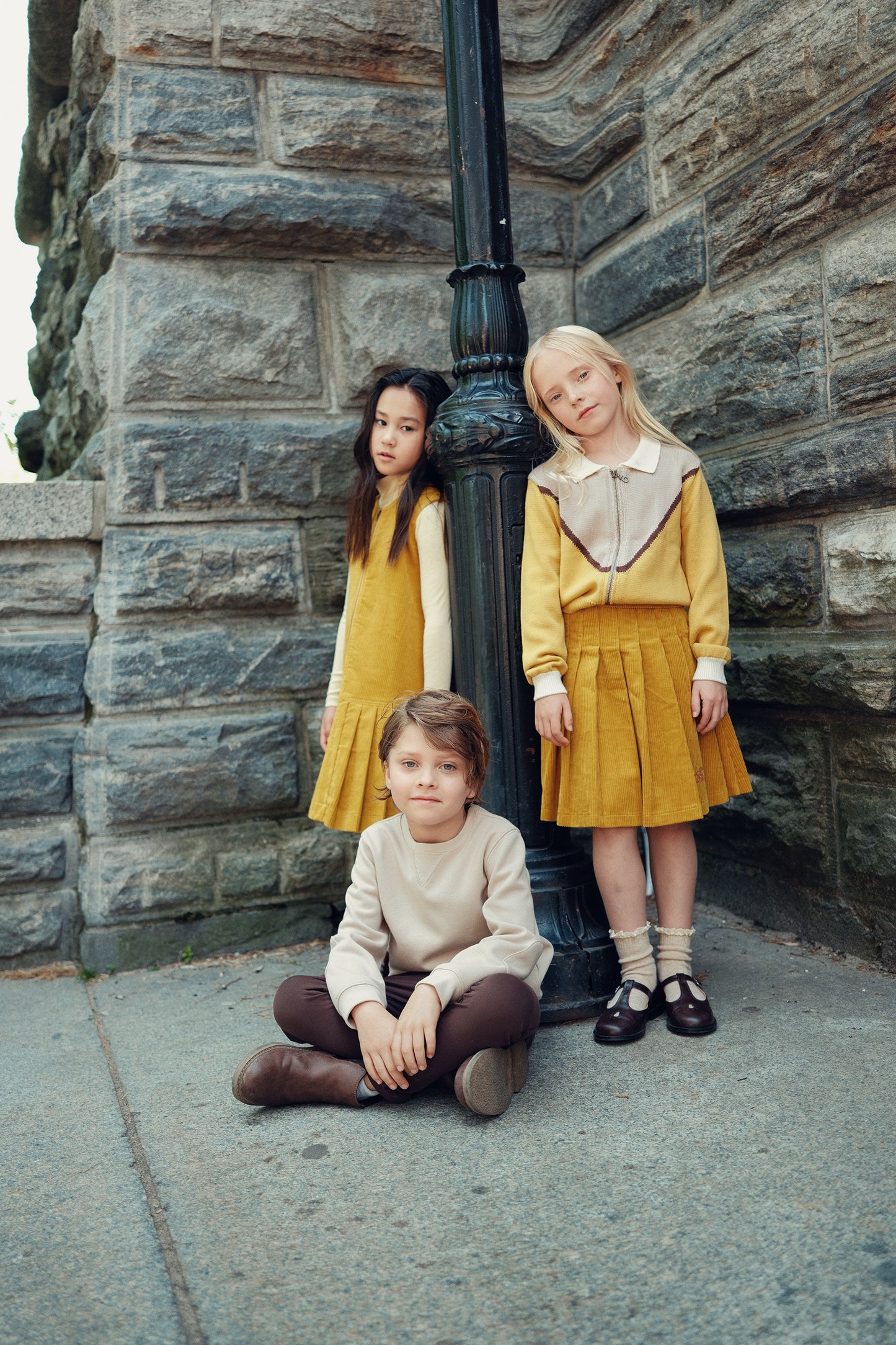 COTTIER MUSTARD COLORBLOCK KNIT COLLAR SWEATER