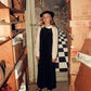 BACE COLLECTION BLACK/IVORY PUFF SLEEVE VELVET TRIM MAXI DRESS