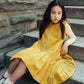 COTTIER MUSTARD CORDUROY DROP WAIST PLEAT JUMPER