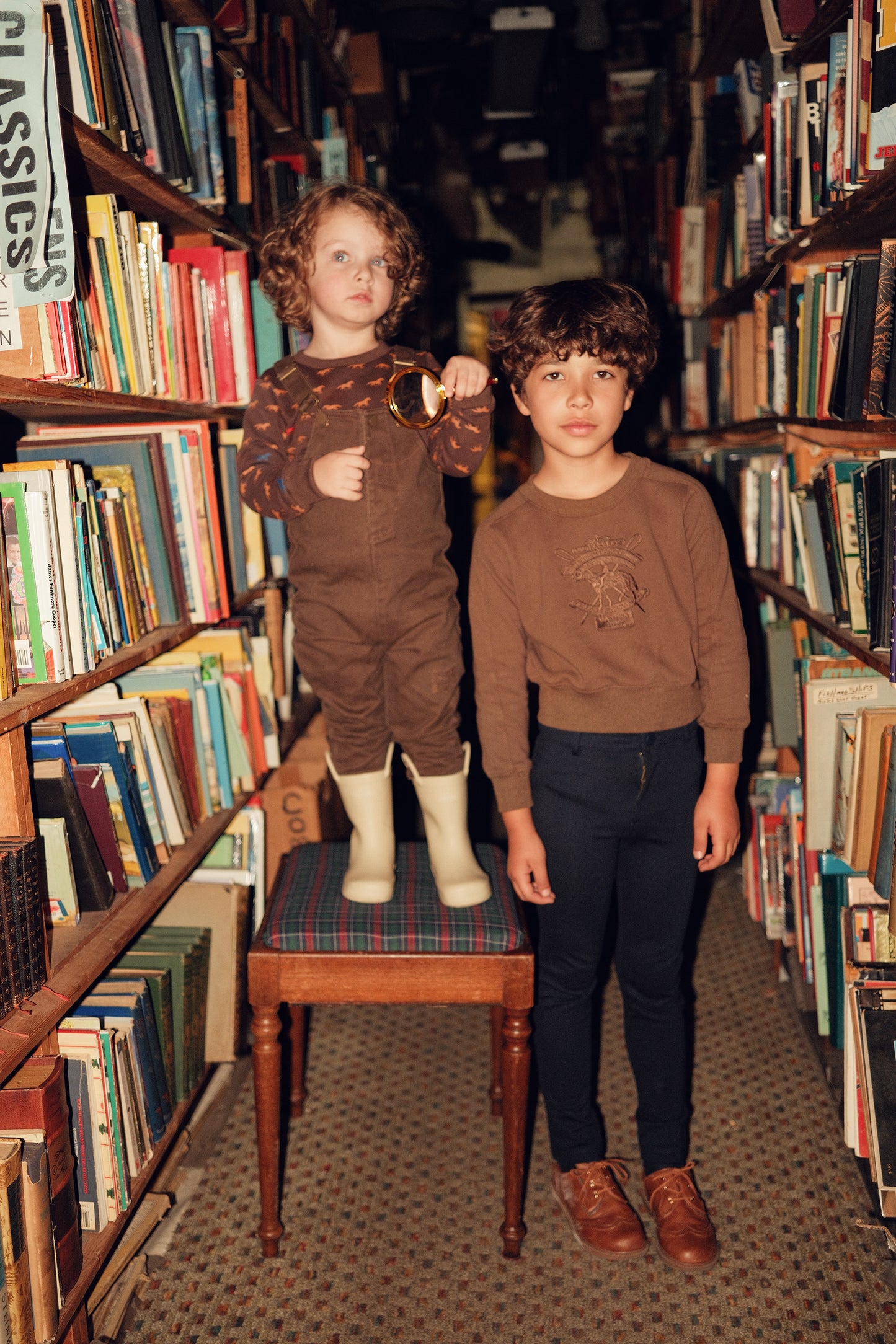 BACE COLLECTION BROWN EMBROIDERED SEAM SWEATSHIRT