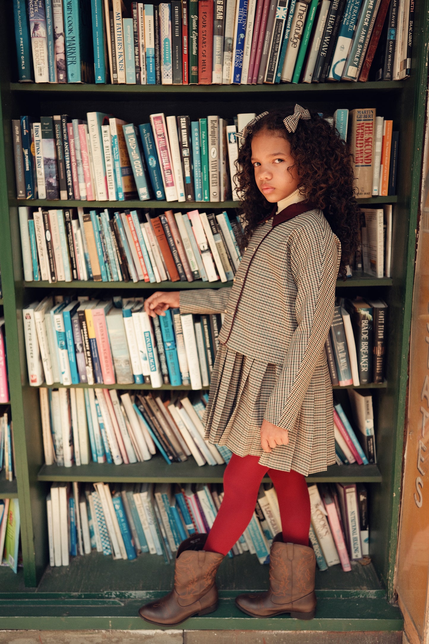 BACE COLLECTION BURGUNDY CHECKED WOOL BLAZER SET