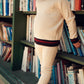 BACE COLLECTION CREAM CABLE KNIT STRIPE TRIM SET