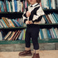 BACE COLLECTION BLACK COLLARED ARGYLE SWEATER