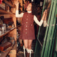 BACE COLLECTION BURGUNDY BOUCLE WOOL BUTTON DOWN DRESS