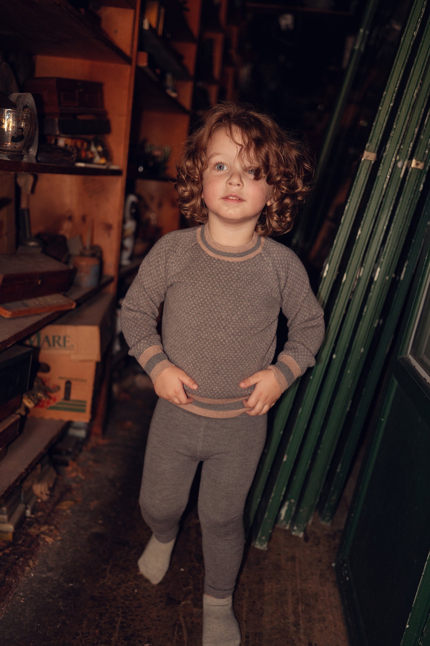 BACE COLLECTION LIGHT GREY PRINT KNIT SWEATER SET