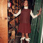 BACE COLLECTION BURGUNDY GATHERED WAIST PLEAT SKIRT