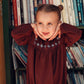 BACE COLLECTION BURGUNDY EMBROIDERED COLLAR ROMPER