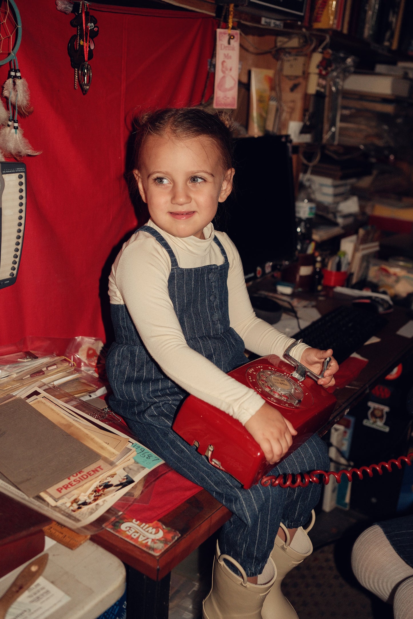 BACE COLLECTION BLUE DENIM PINSTRIPE OVERALLS