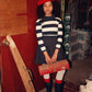 BACE COLLECTION NAVY STRIPE SWEATSHIRT DRESS