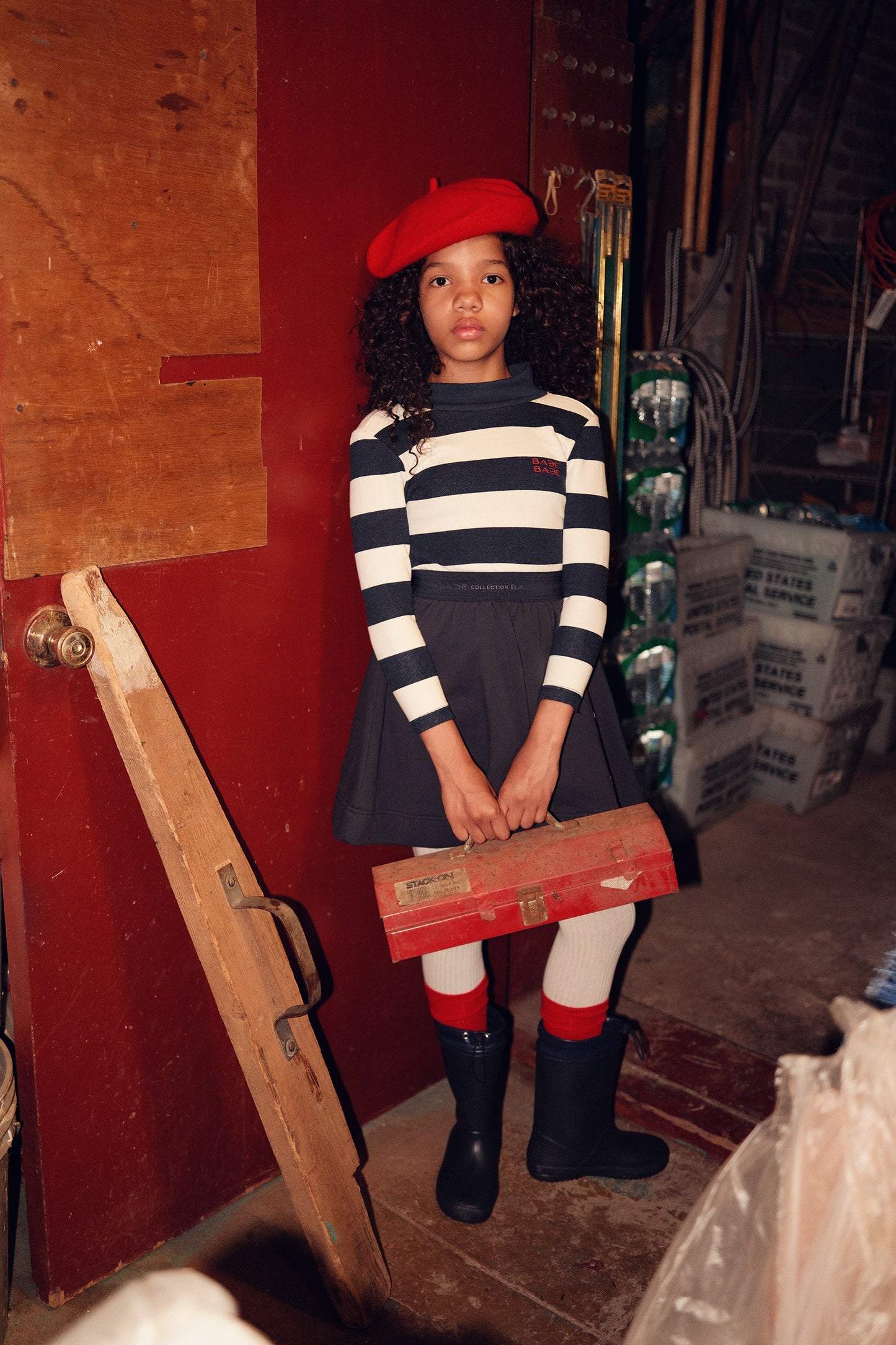 BACE COLLECTION NAVY STRIPE SWEATSHIRT DRESS