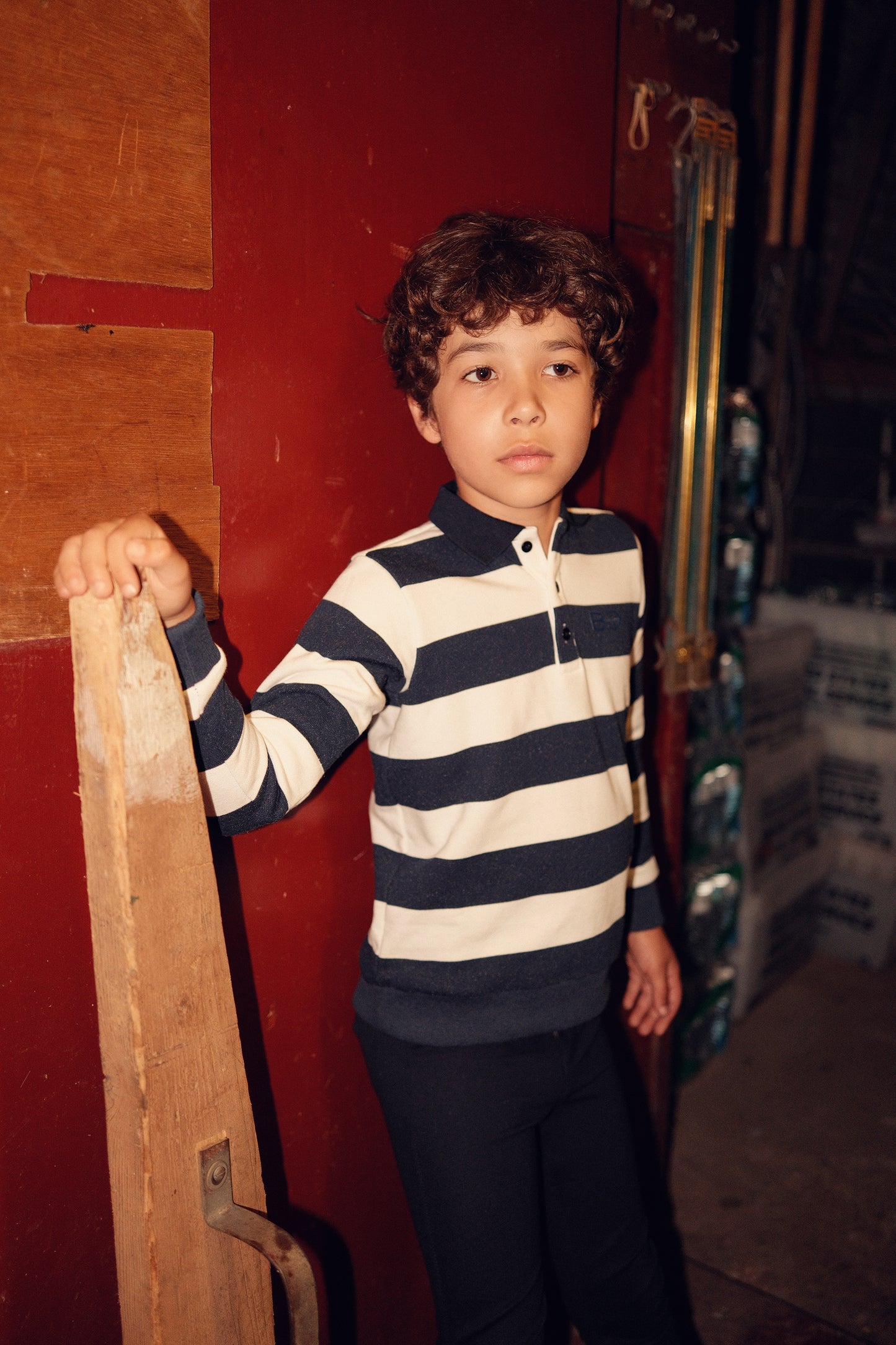 BACE COLLECTION NAVY STRIPE COLLAR POLO