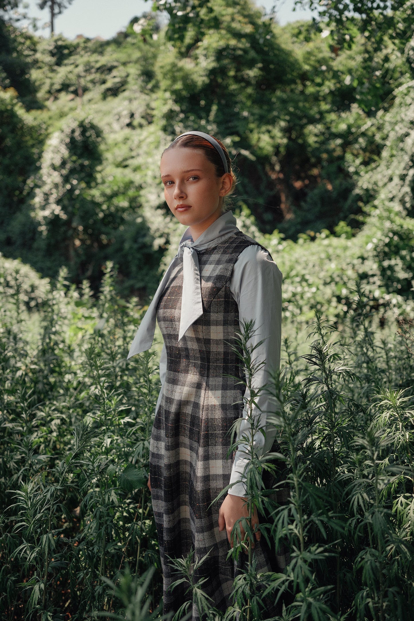 VALENTINA GREY SPECKLED PLAID JUMPER