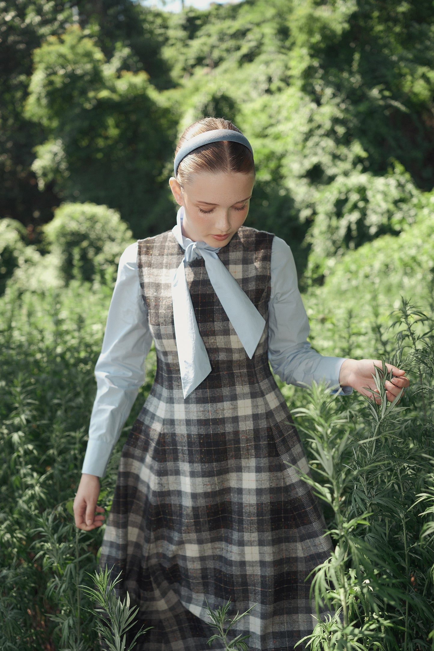 VALENTINA GREY SPECKLED PLAID JUMPER