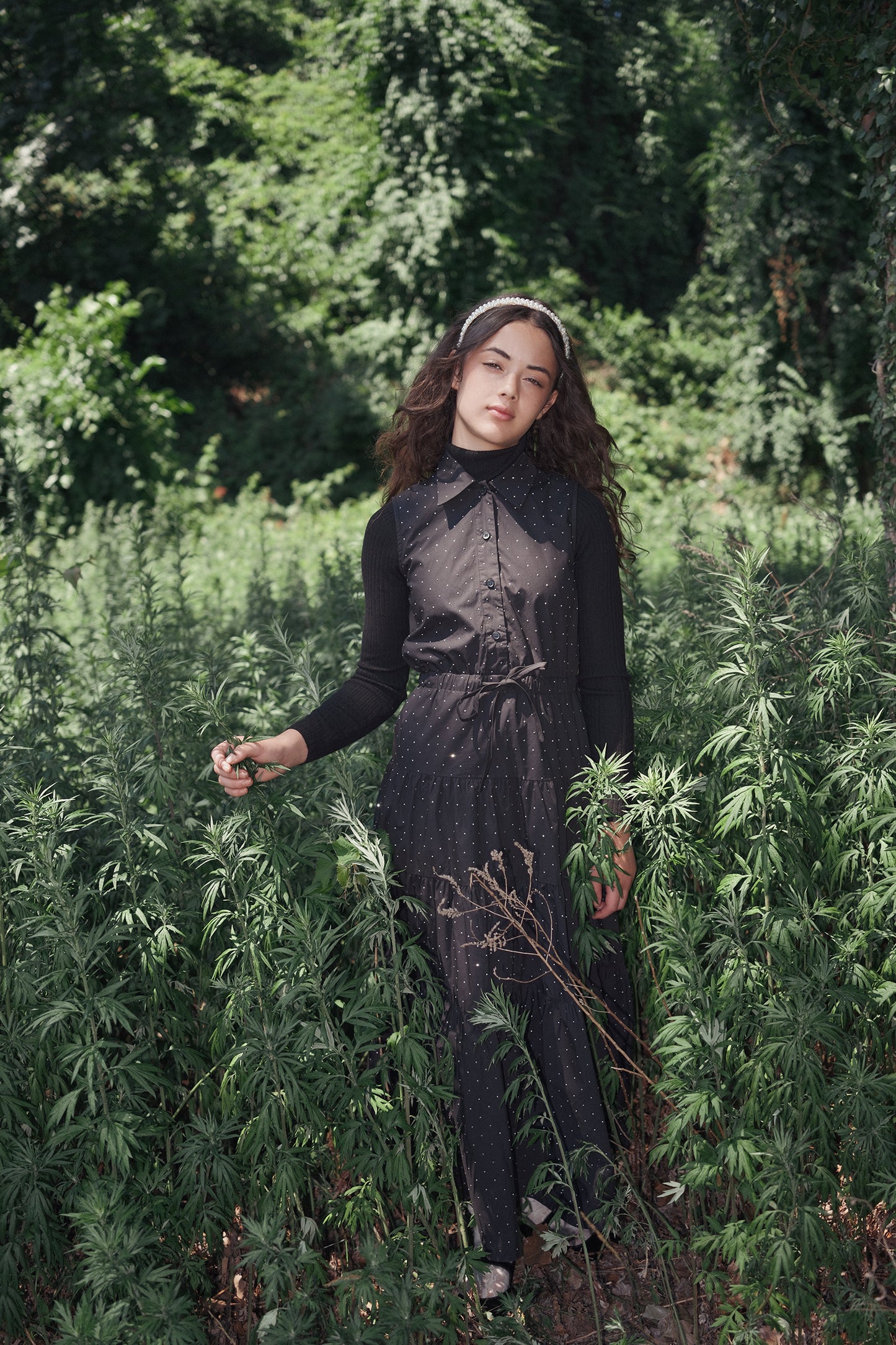 VALENTINA BLACK RHINESTONE COLLARED JUMPER
