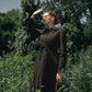 VALENTINA BLACK VELVET RIBBON EYELET DRESS