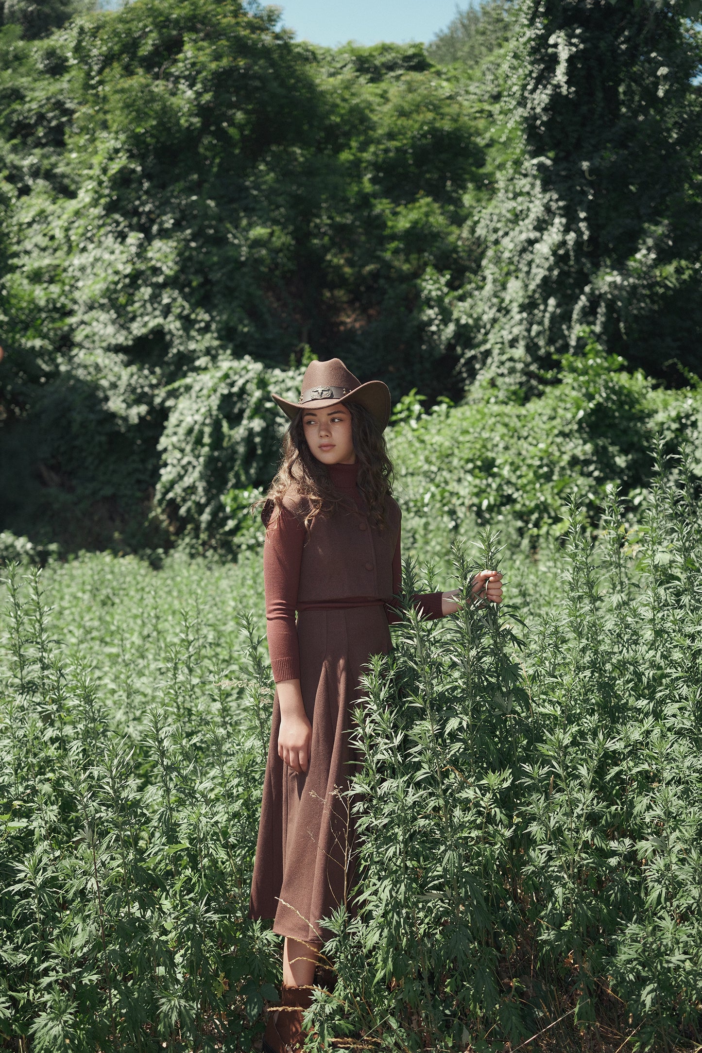 VALENTINA RUST SINGLE BUTTON WOOL VEST