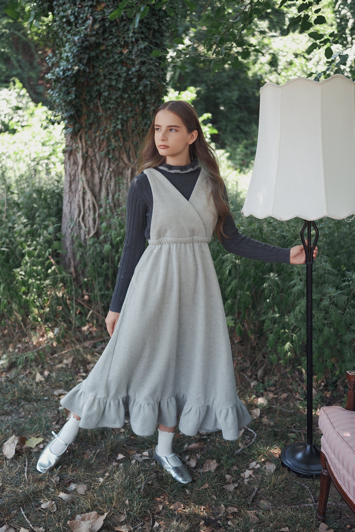 VALENTINA GREY WOOL PANELED JUMPER