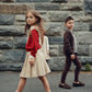 COTTIER OATMEAL CORDUROY PLEAT SKIRT