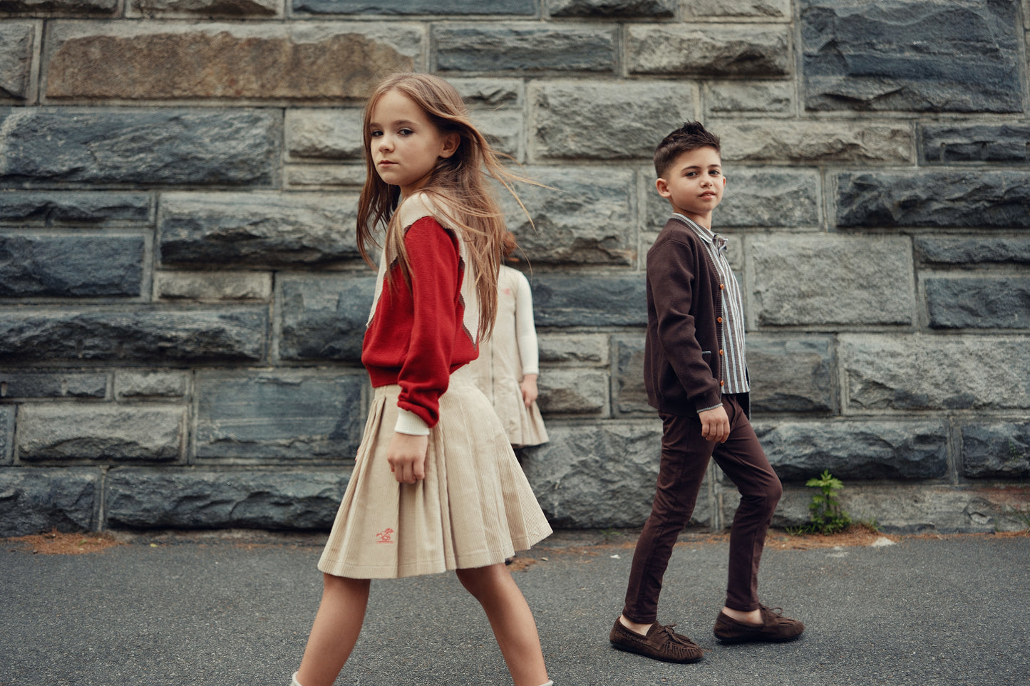 COTTIER OATMEAL CORDUROY PLEAT SKIRT