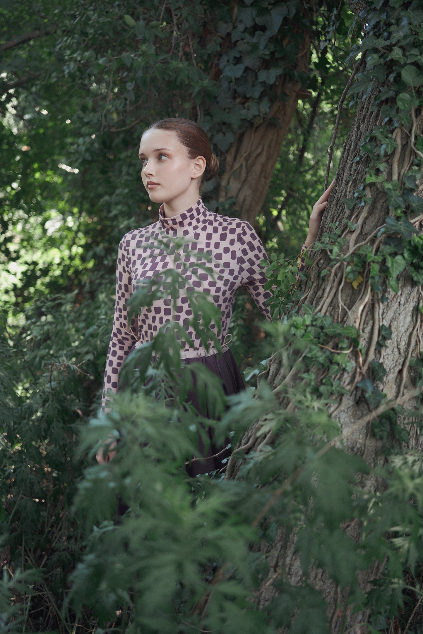 VALENTINA PURPLE PRINT COTTON TURTLENECK