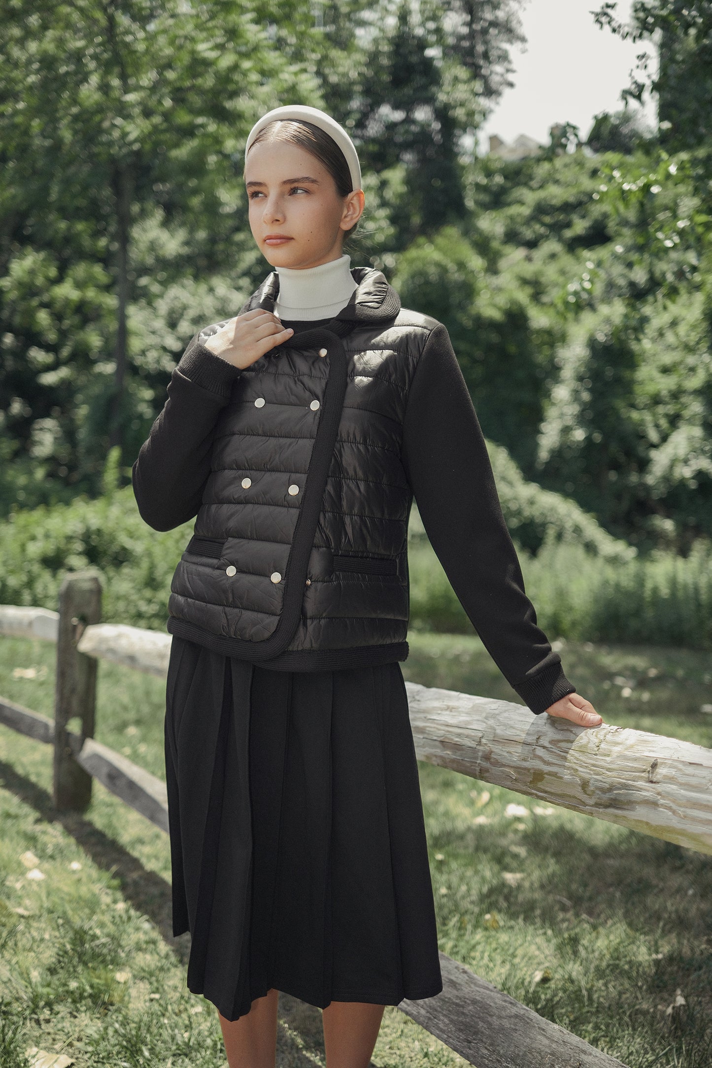 VALENTINA BLACK PUFFER DOUBLE BREASTED JACKET