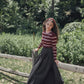 VALENTINA BURGUNDY RIBBED KNIT STRIPE TURTLENECK