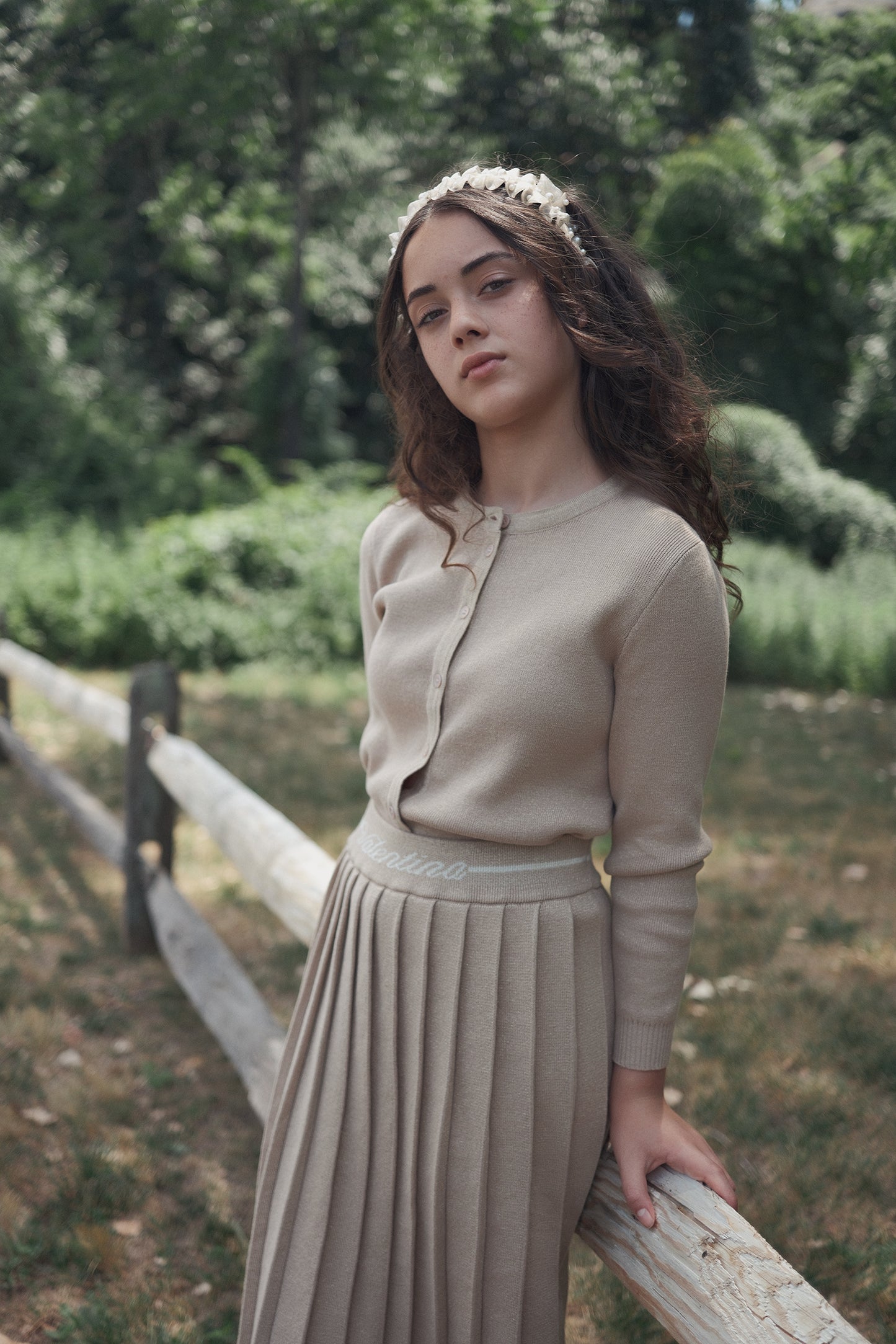 VALENTINA GOLD METALLIC PLEATED KNIT SKIRT