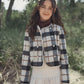VALENTINA BEIGE PLAID CREWNECK BLAZER