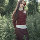 VALENTINA BURGUNDY PAINTED CABLE KNIT CARDIGAN
