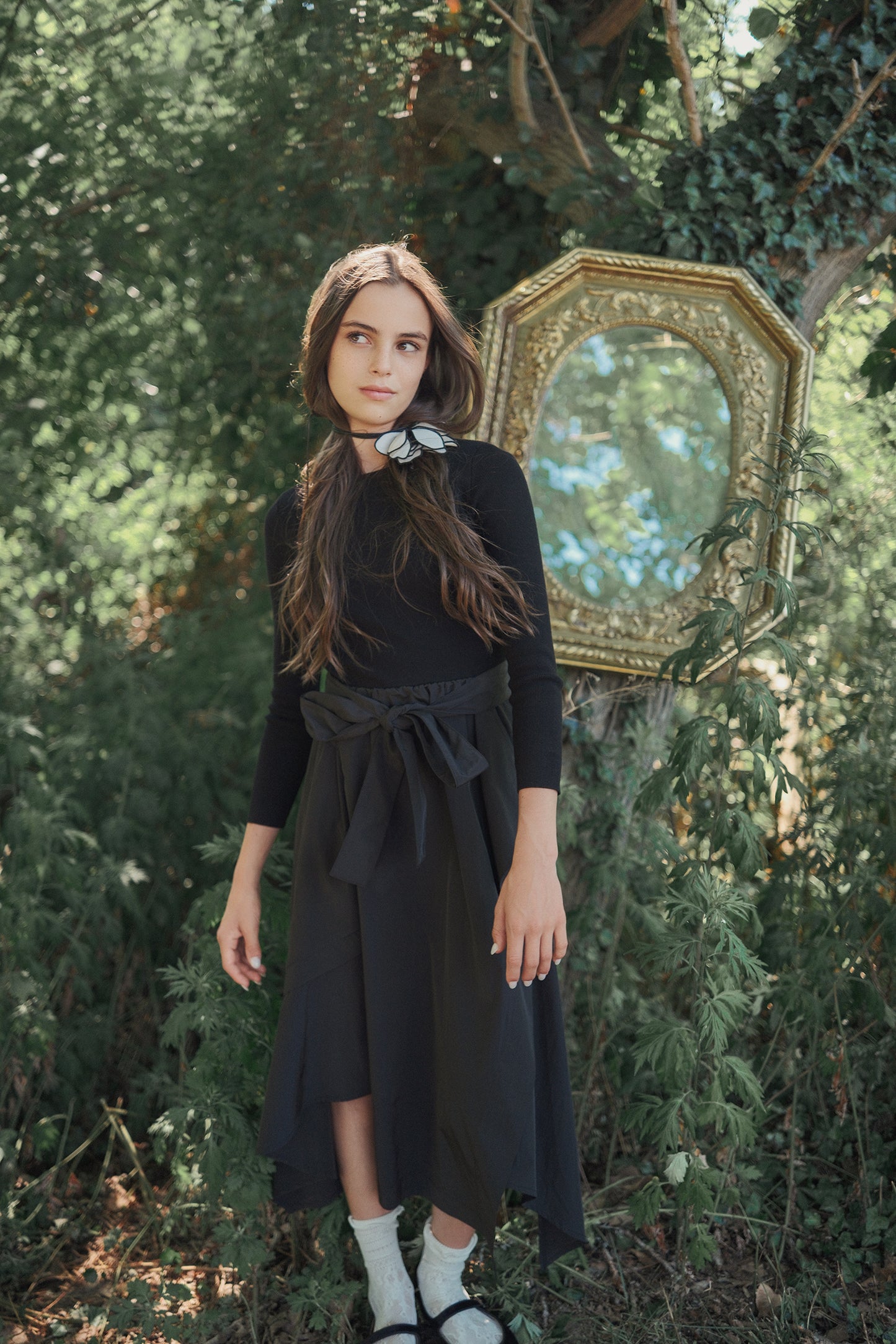 VALENTINA BLACK TAFFETA WRAP DRESS