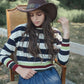 VALENTINA NAVY WIDE STRIPED TRIMMING SWEATER