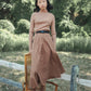 VALENTINA CAMEL BELT WAISTED MIDI SKIRT