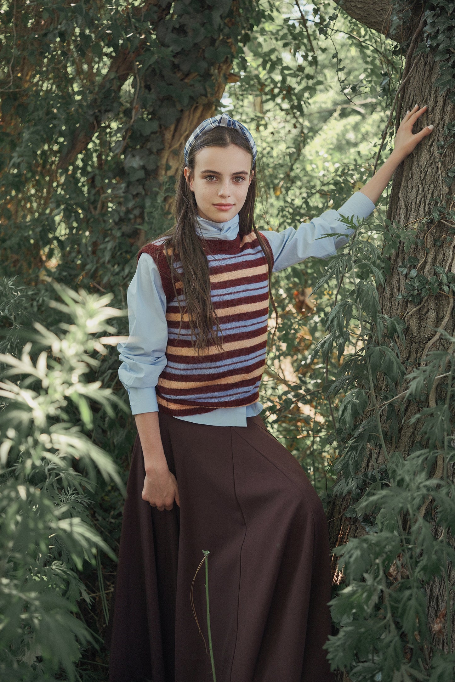VALENTINA BURGUNDY MOHAIR STRIPE VEST