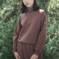 VALENTINA BROWN STRIPED TURTLENECK SWEATSHIRT