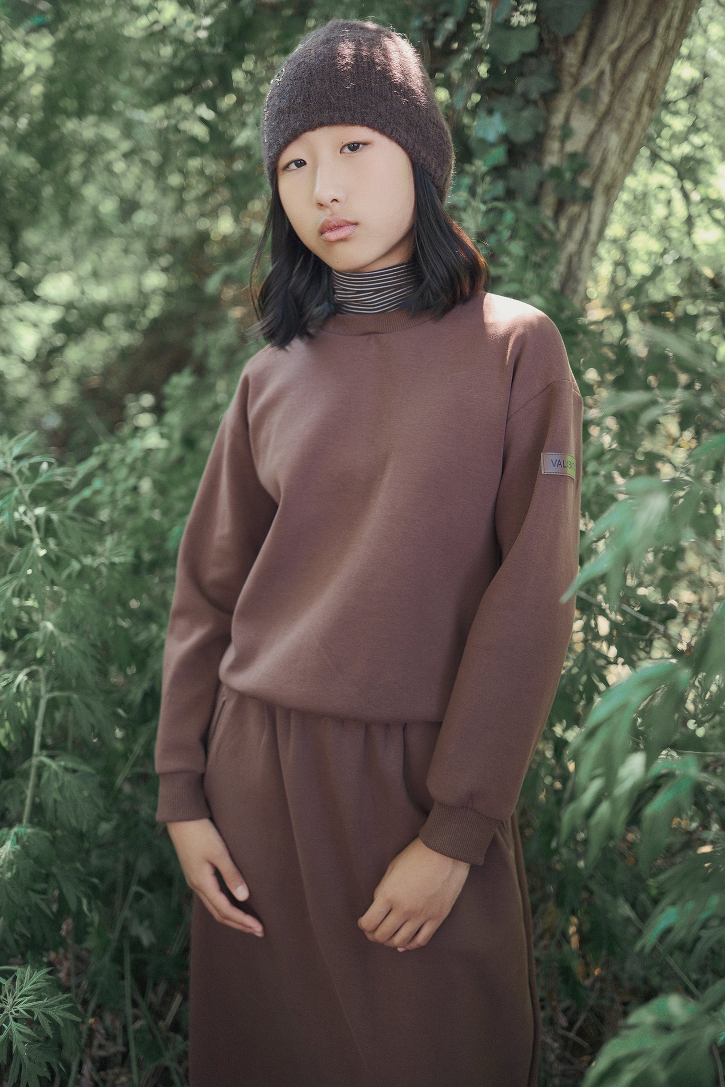 VALENTINA BROWN STRIPED TURTLENECK SWEATSHIRT