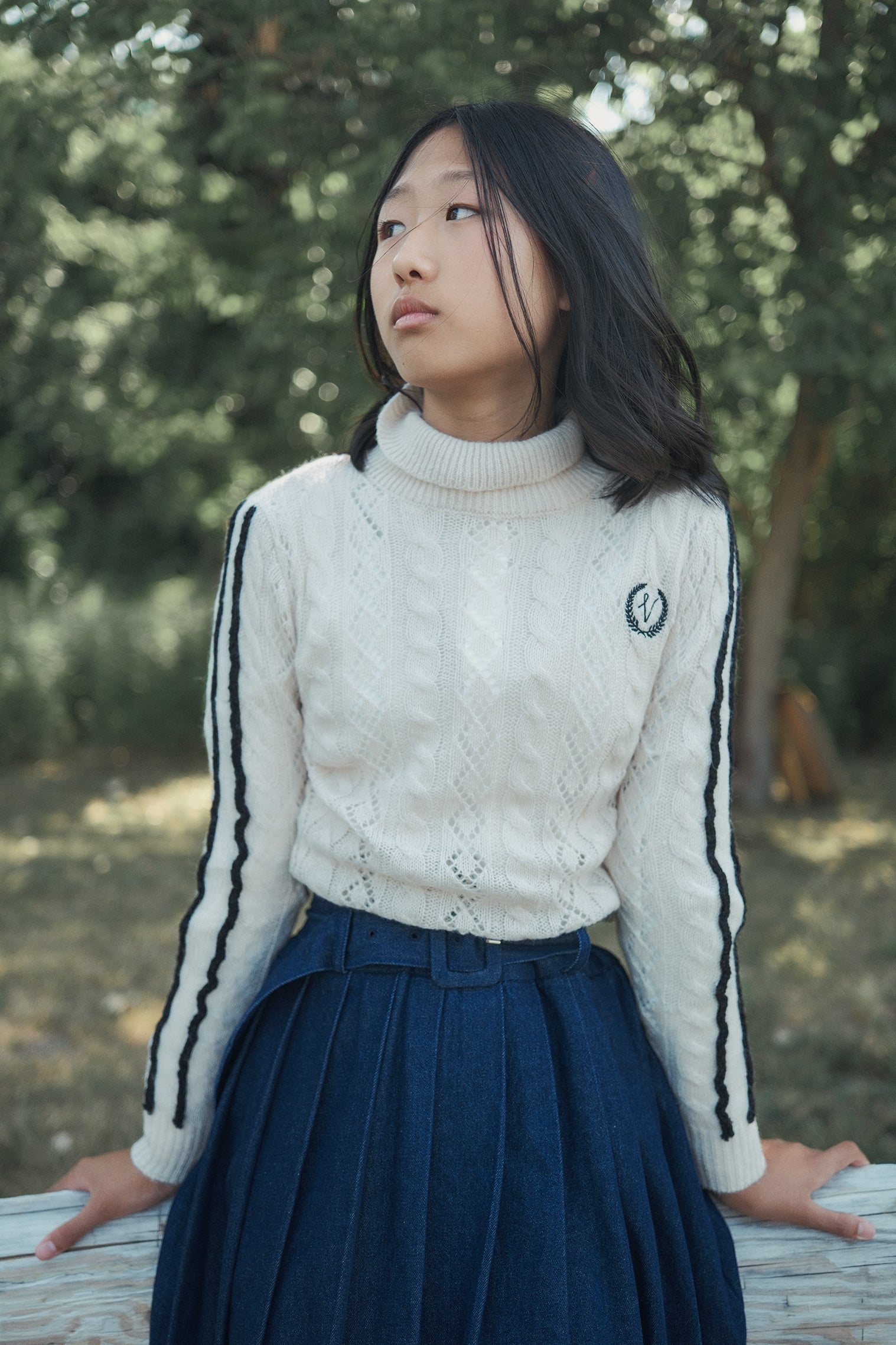 VALENTINA CREAM POINTELLE CABLE KNIT TURTLENECK – Luibelle