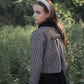 VALENTINA BLACK/WHITE HOUNDSTOOTH RUFFLE COLLAR JACKET