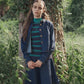 VALENTINA NAVY RIBBED KNIT STRIPE TURTLENECK