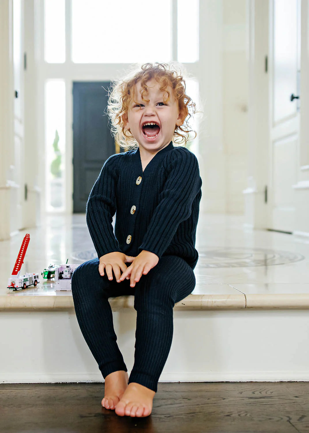 LIL LEGS NAVY KNIT LEGGINGS