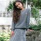 ANALOGIE MID GREY KNIT VNECK SWEATER