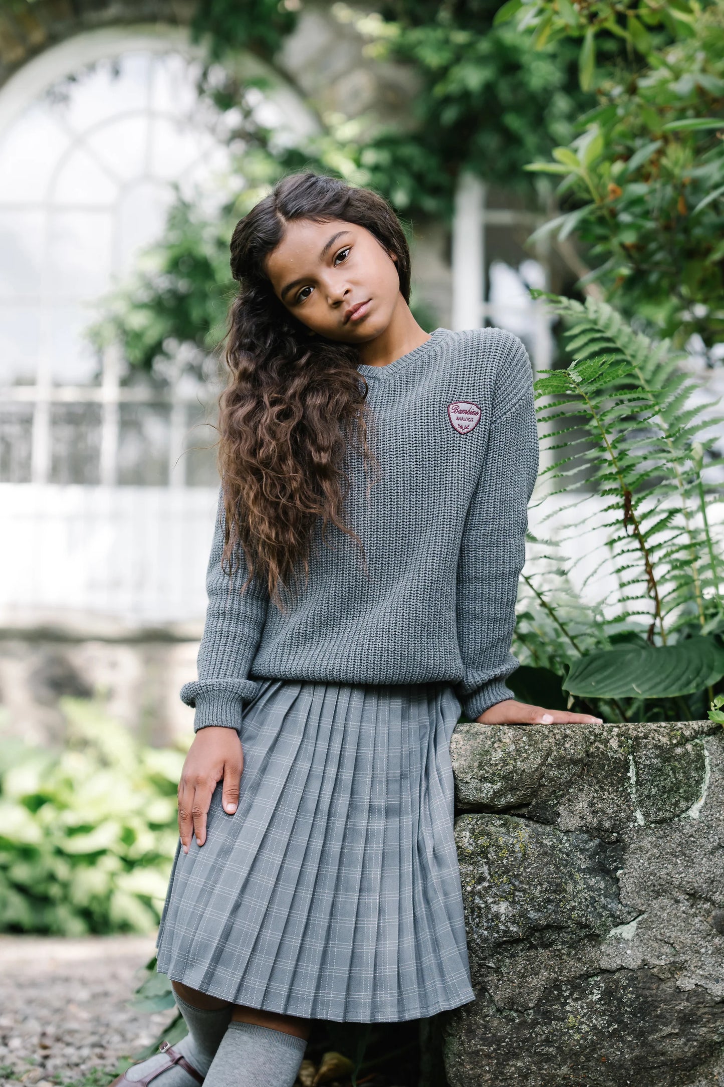 ANALOGIE MID GREY KNIT VNECK SWEATER