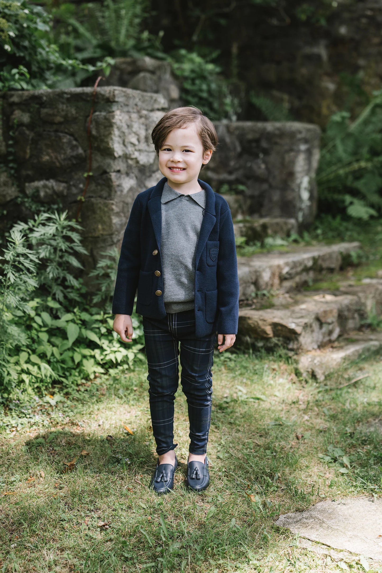 ANALOGIE NAVY CREST KNIT BLAZER