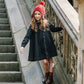ANALOGIE BLACK DENIM PLEATED SAILOR DRESS